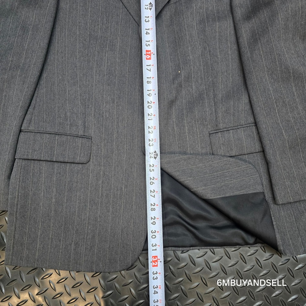 Paul Dione Mens Grey Pinstripe Pure Virgin Wool 3 Button Blazer Jacket Canada 44 - Picture 14 of 14